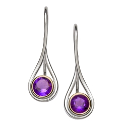 Desire earrings by Ed Levin - sterling silver and 14k gold 