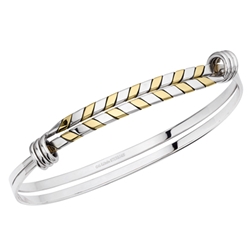 Herringbone Signature bracelet by Ed Levin - sterling silver and 14k gold 