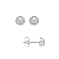 Button Earring w/pearl 