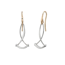 Metronome Earring by Ed Levin - sterling silver and 14k gold 